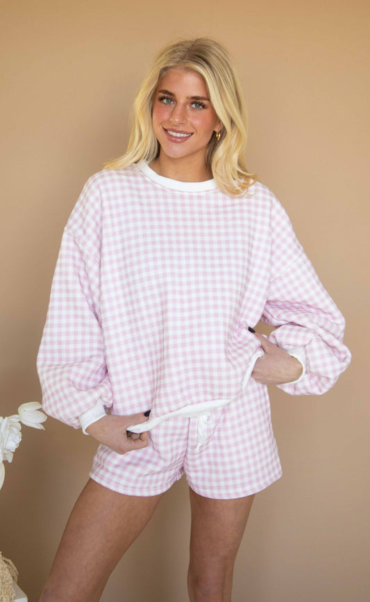 check to it gingham set - pink
