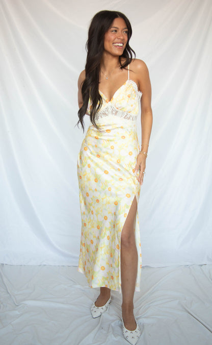 astr: ivanna dress - yellow green floral