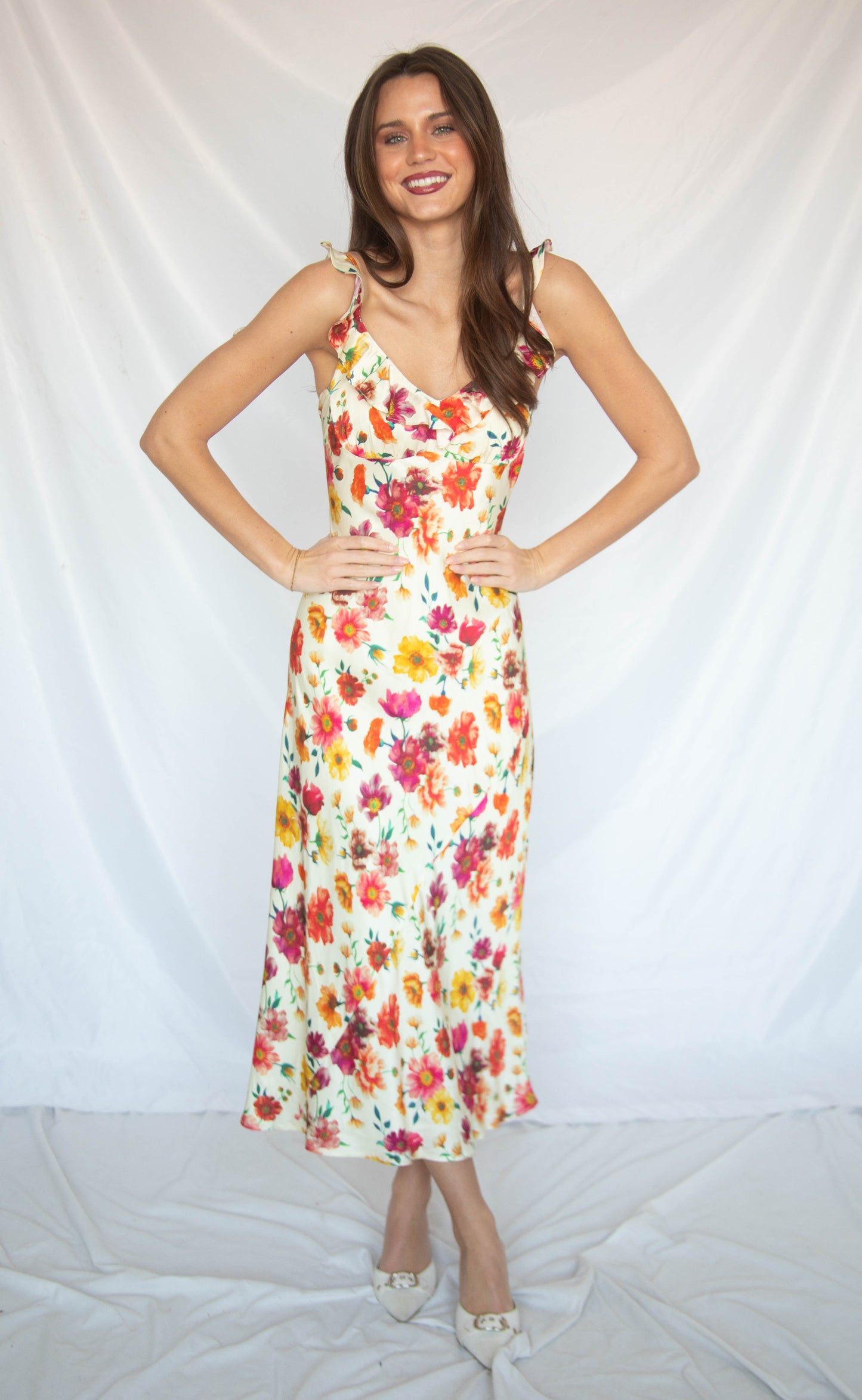 astr: zoie dress - cream multi floral