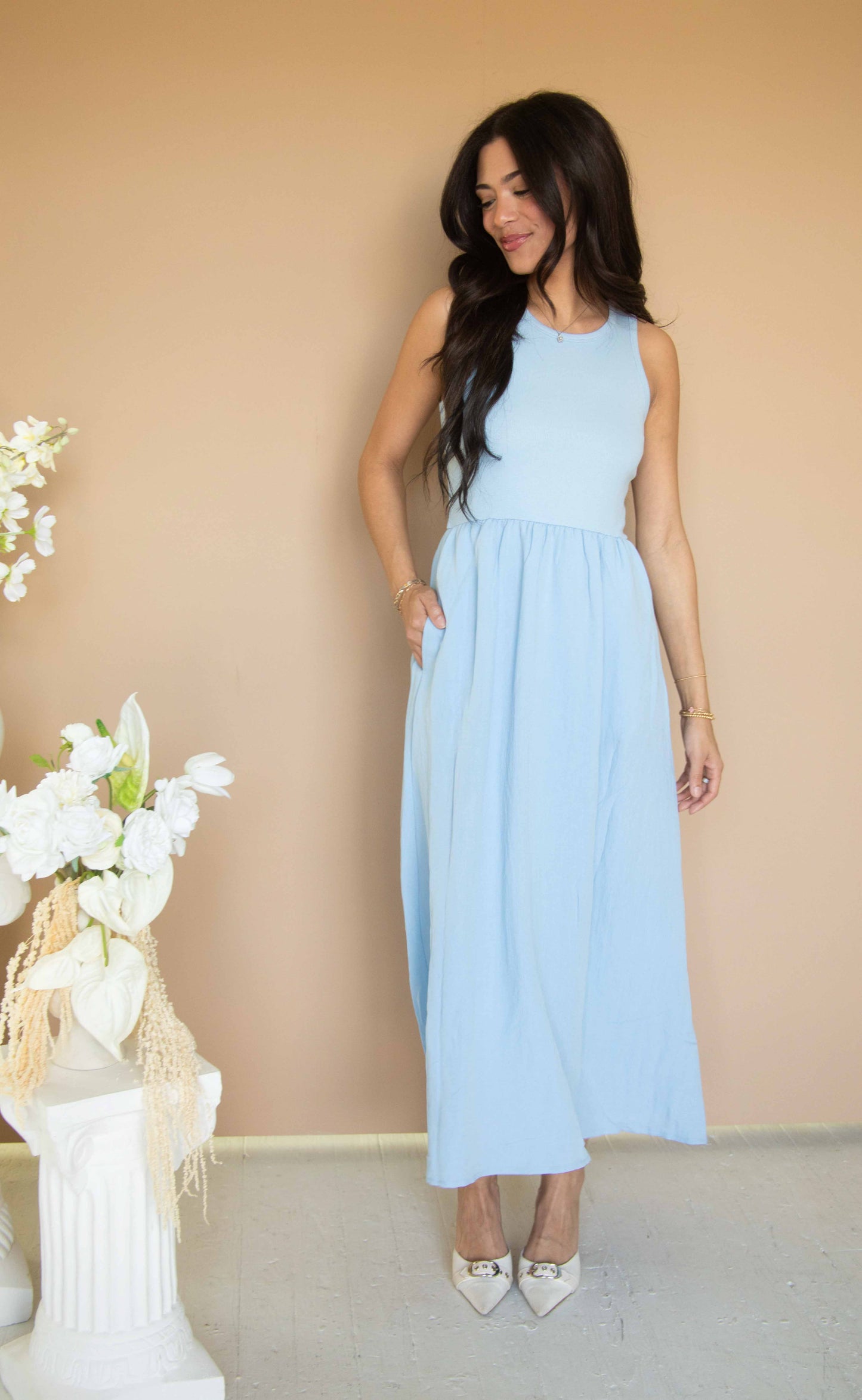 z supply: charlotte midi dress - blue light