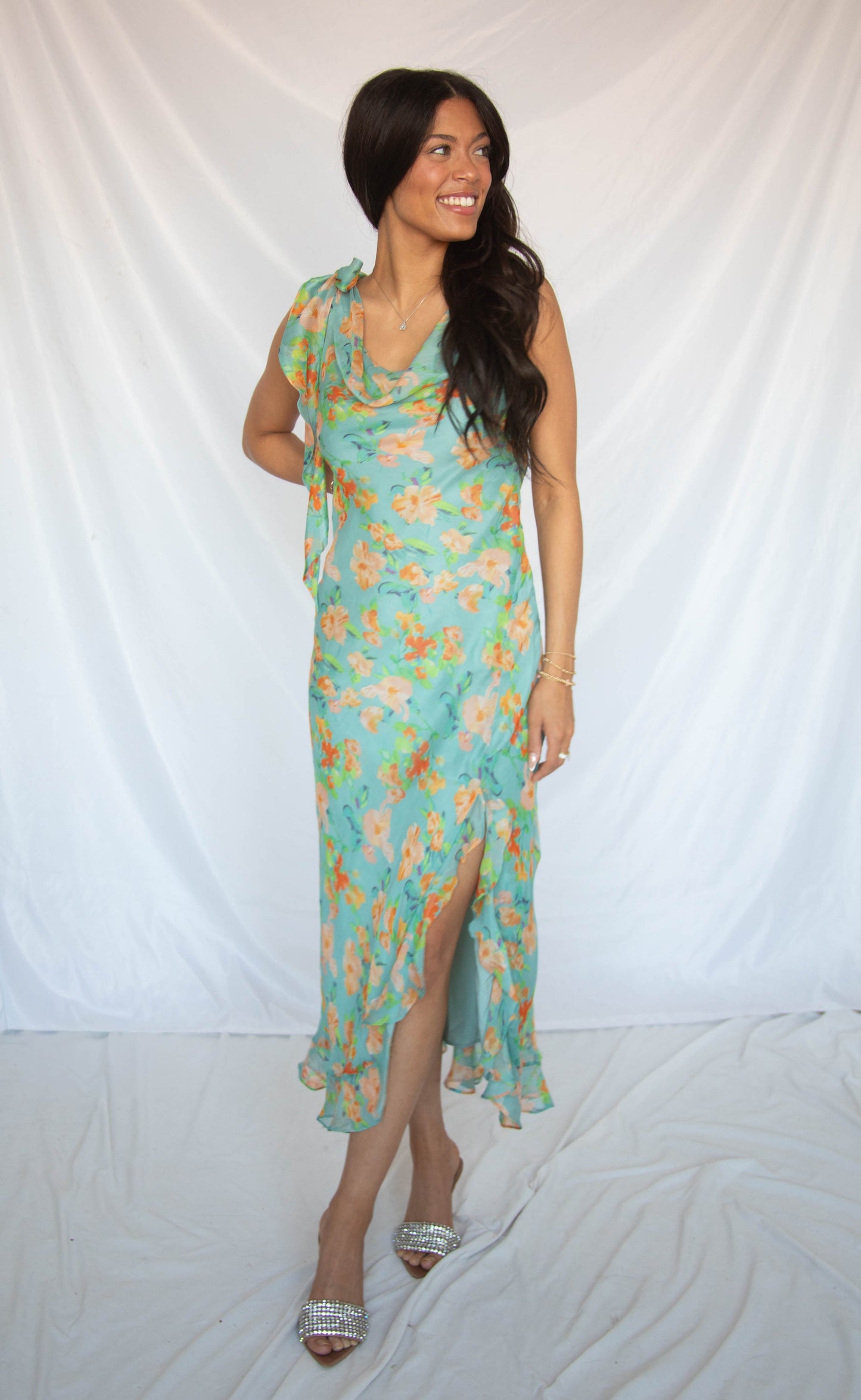 astr: isabelle dress - blue orange floral