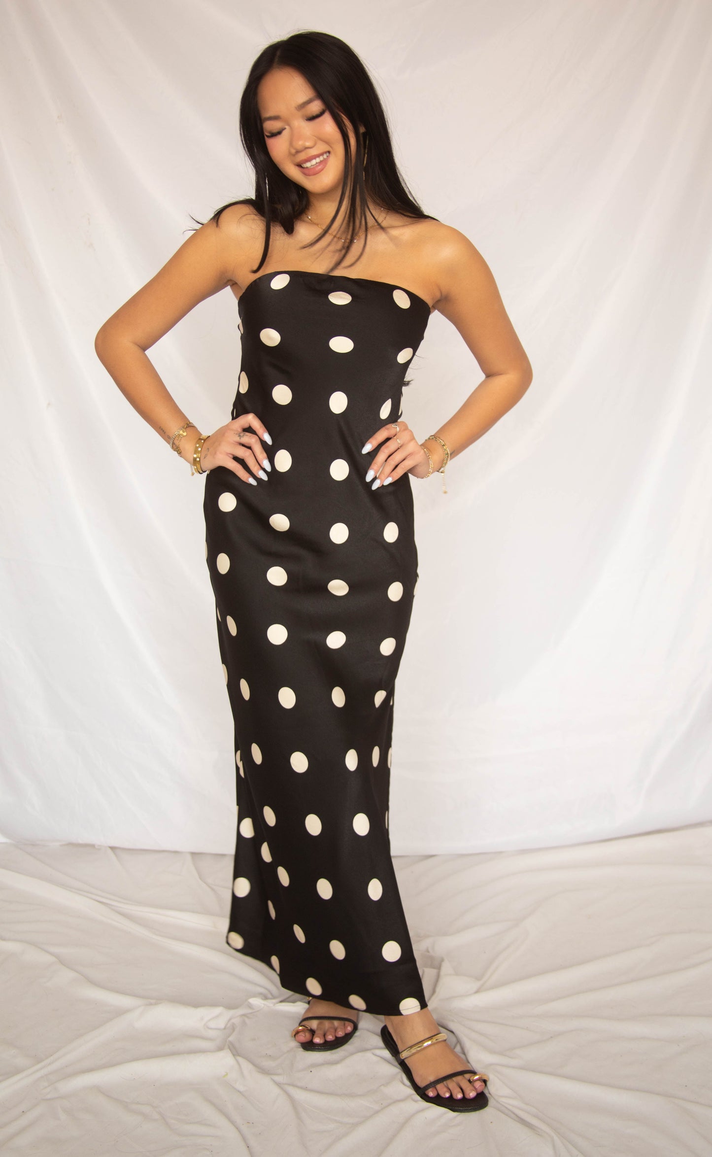 after party polka dot maxi dress