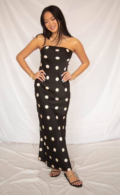 after party polka dot maxi dress