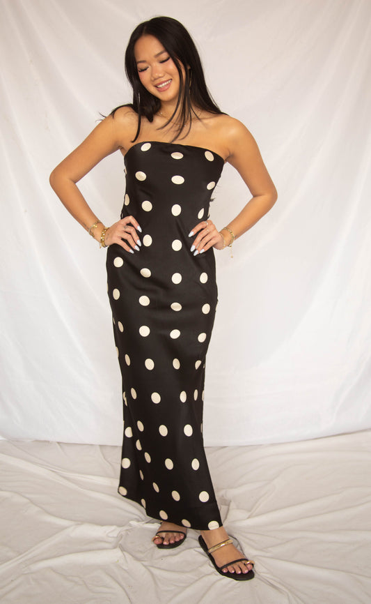 after party polka dot maxi dress