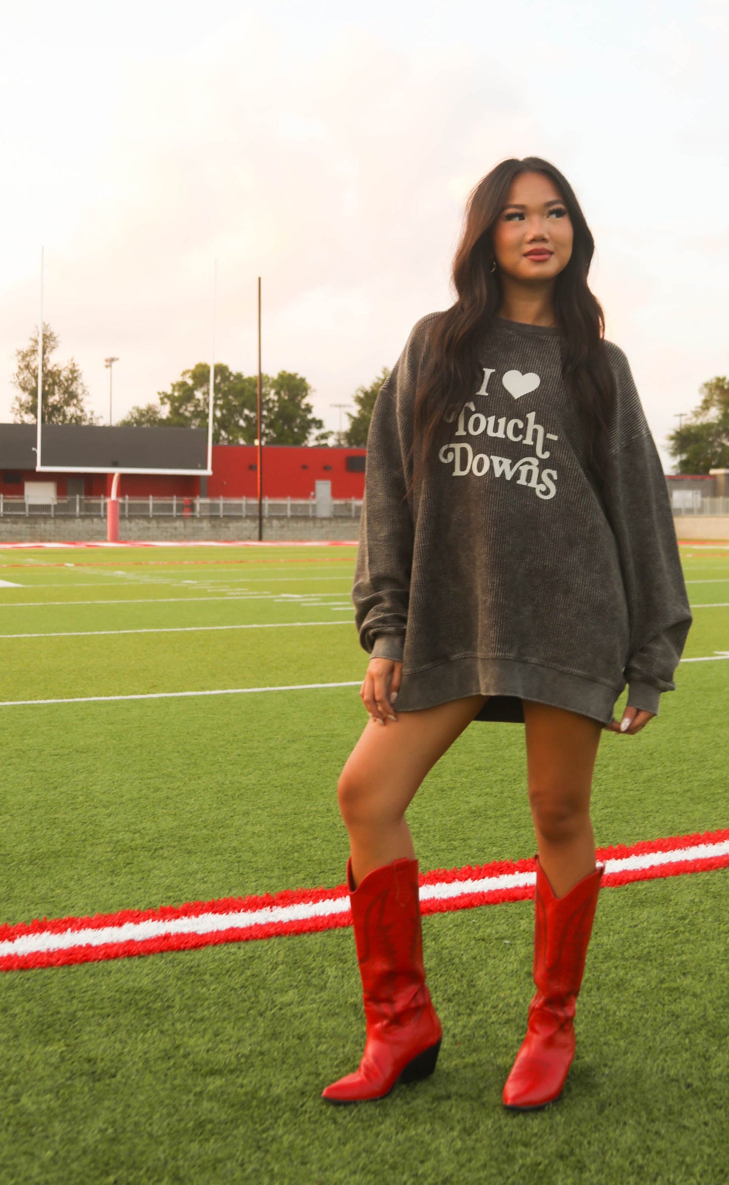 charlie southern: i love touchdowns corded sweatshirt