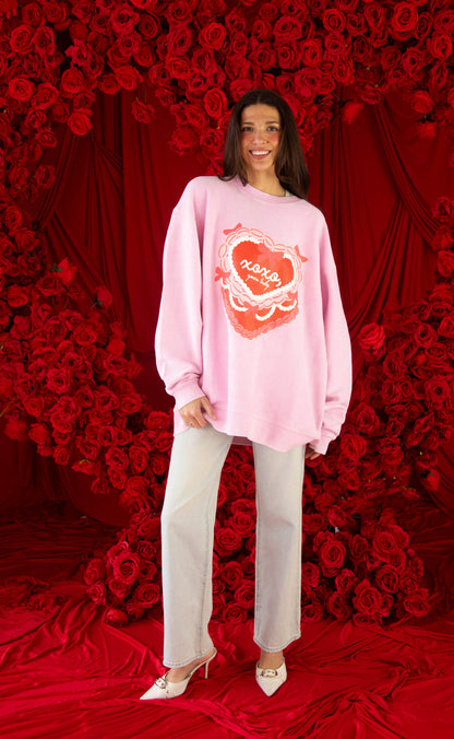 friday + saturday: xoxo corded sweatshirt
