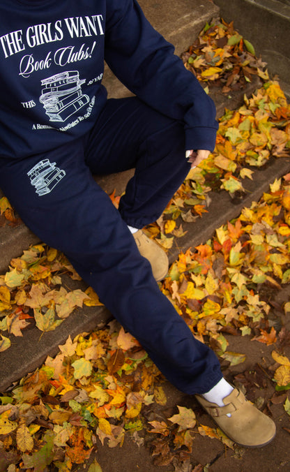 friday + saturday x jo johnson overby: girls want bookclubs sweatpants
