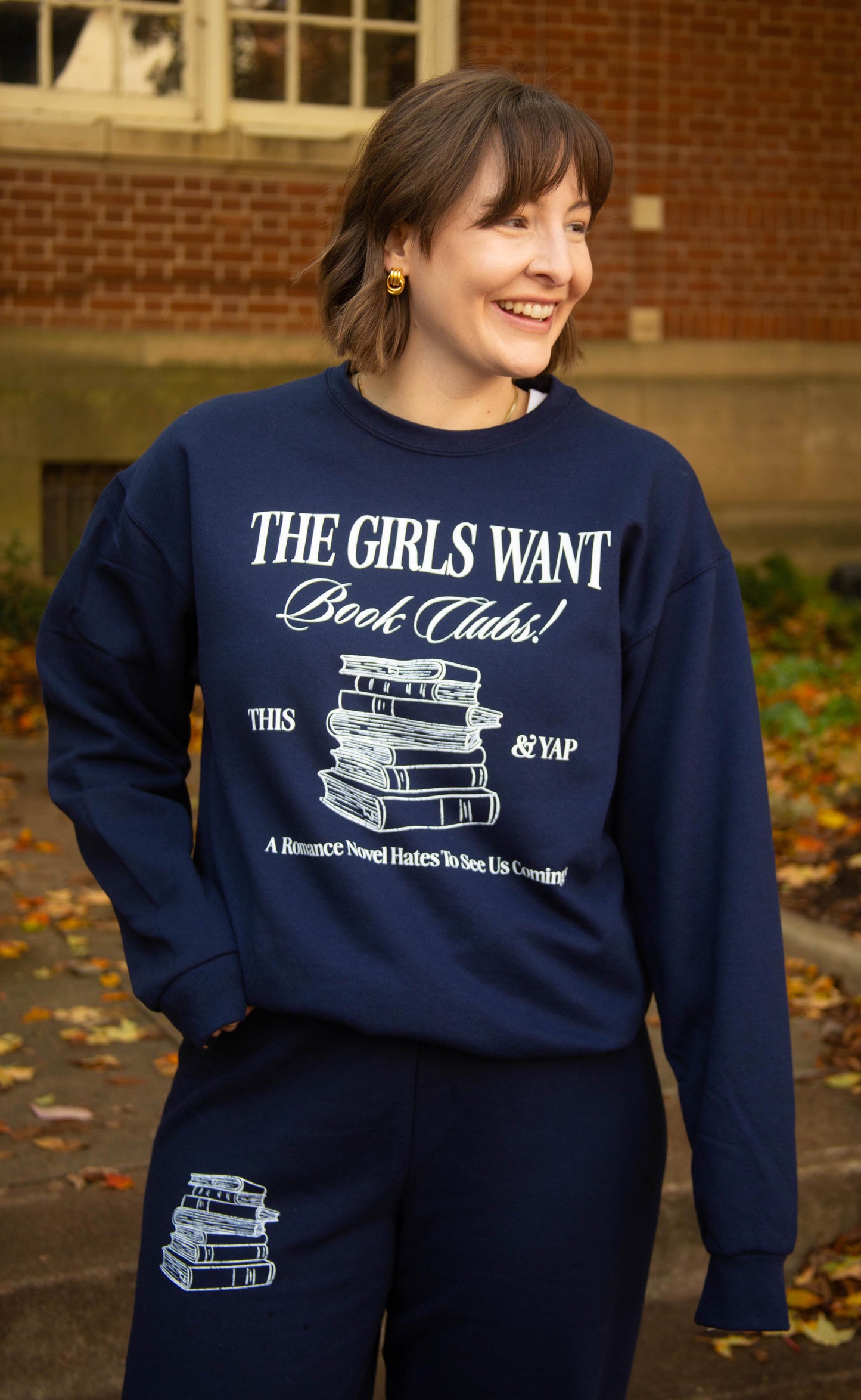 friday + saturday x jo johnson overby: girls want bookclubs sweatshirt
