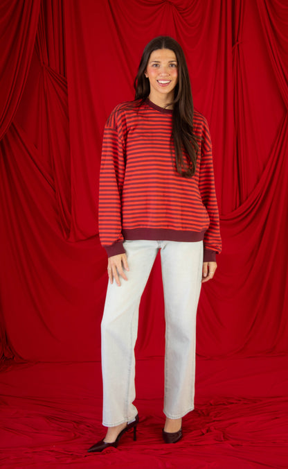 places to be striped sweatshirt