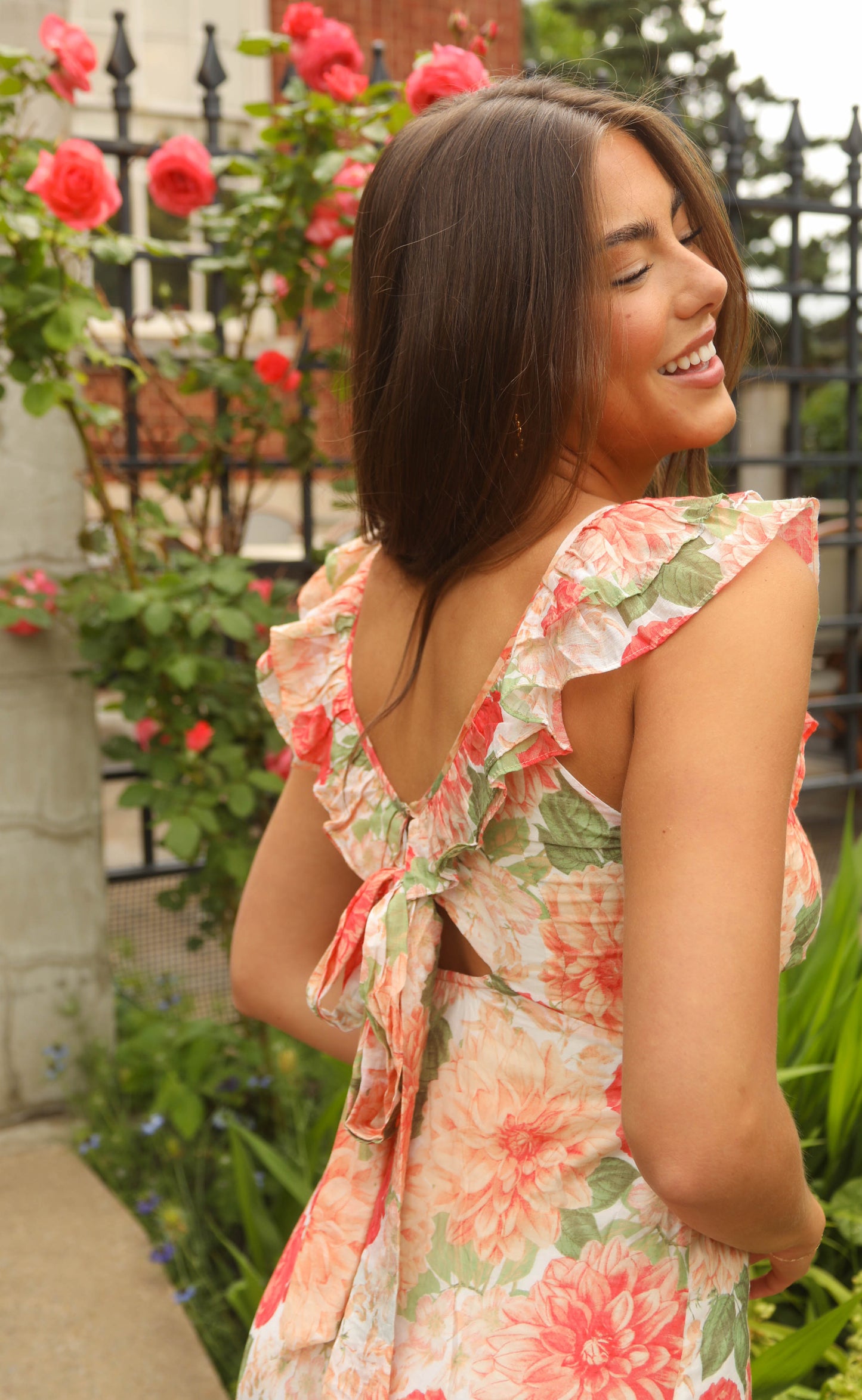 minkpink: aida frill maxi dress - apricot