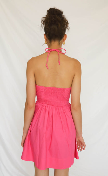 minkpink: celestia halter mini dress - hot pink