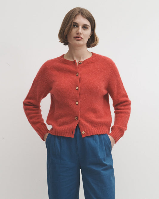 Lowie Raspberry Brushed Boxy Cardigan