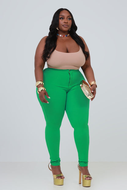 Super Swank High Waist Stretchy Jeans - Kelly Green Limited Color