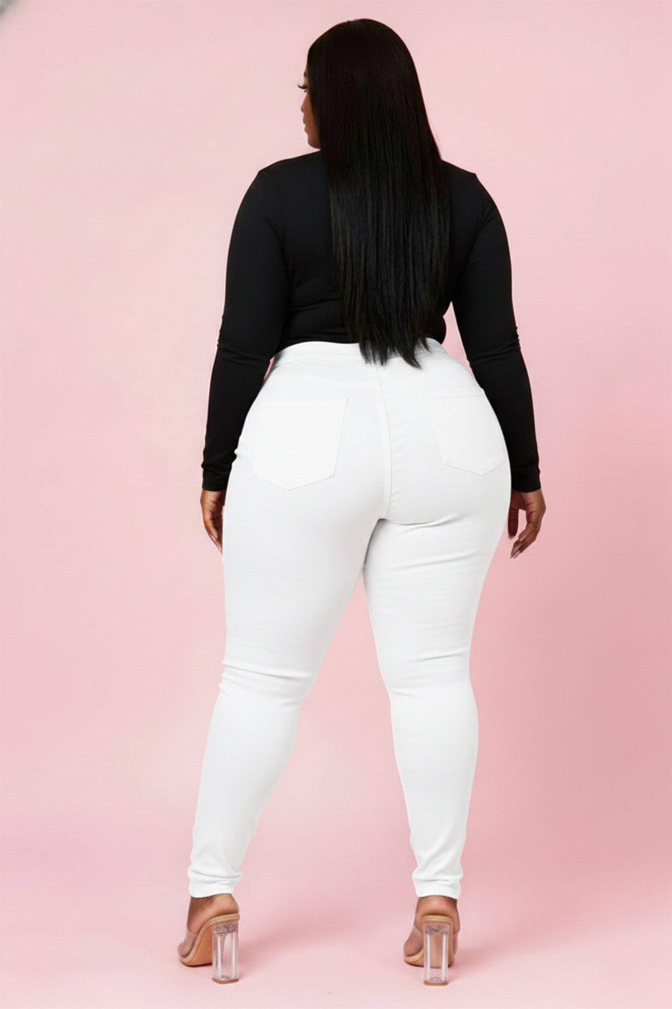 Super Swank High Waist Stretchy Jeans - White