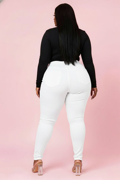 Super Swank High Waist Stretchy Jeans - White