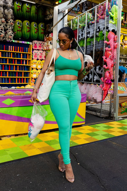 Super Swank High Waist Stretchy Jeans - Mint
