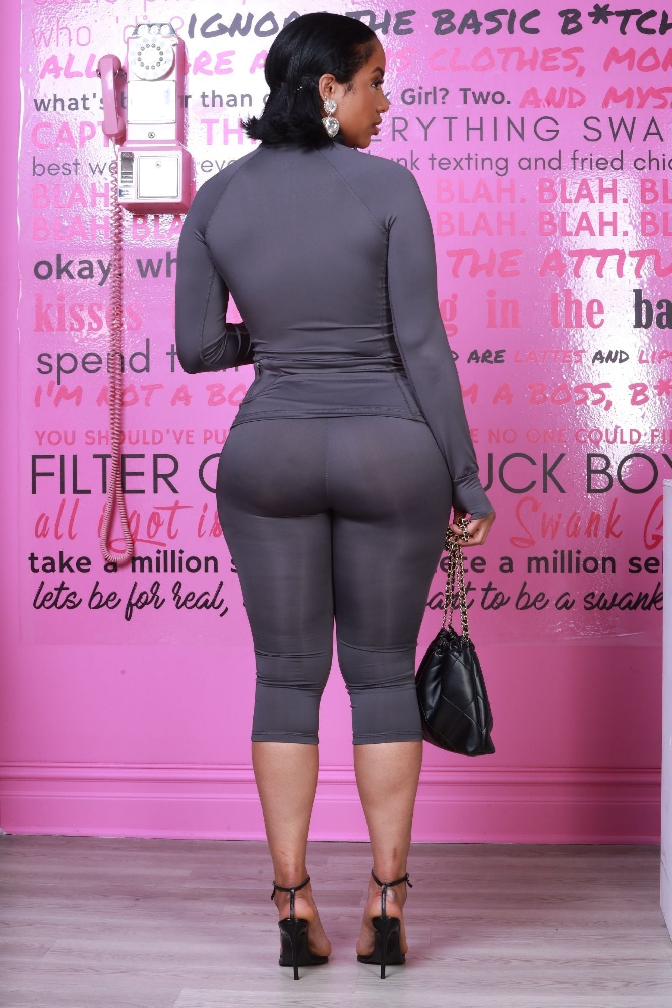 Easy Fit Athletic Set - Charcoal Capri