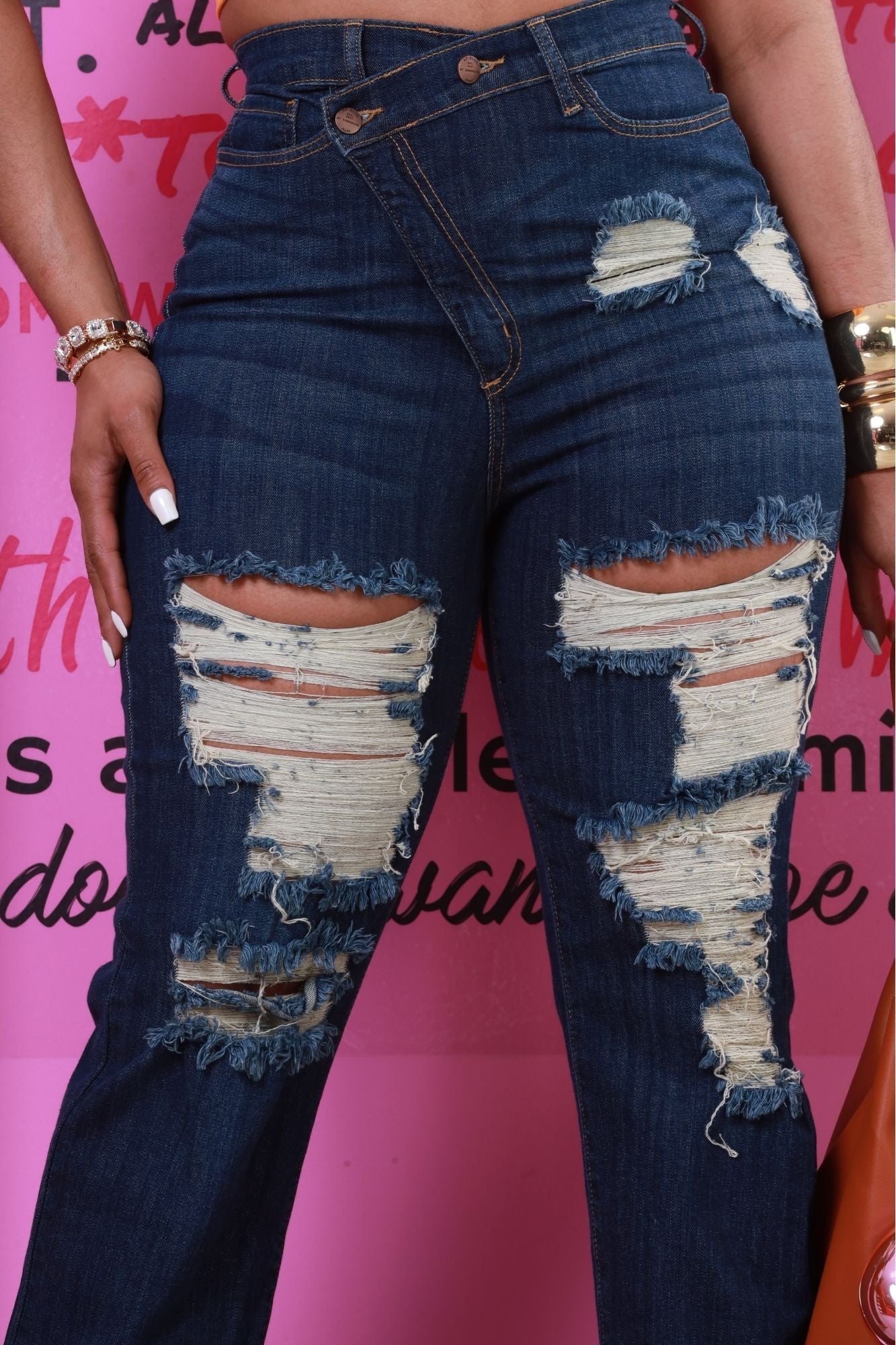 Limitless Asymmetrical Zip Bootcut Jeans - Dark Wash