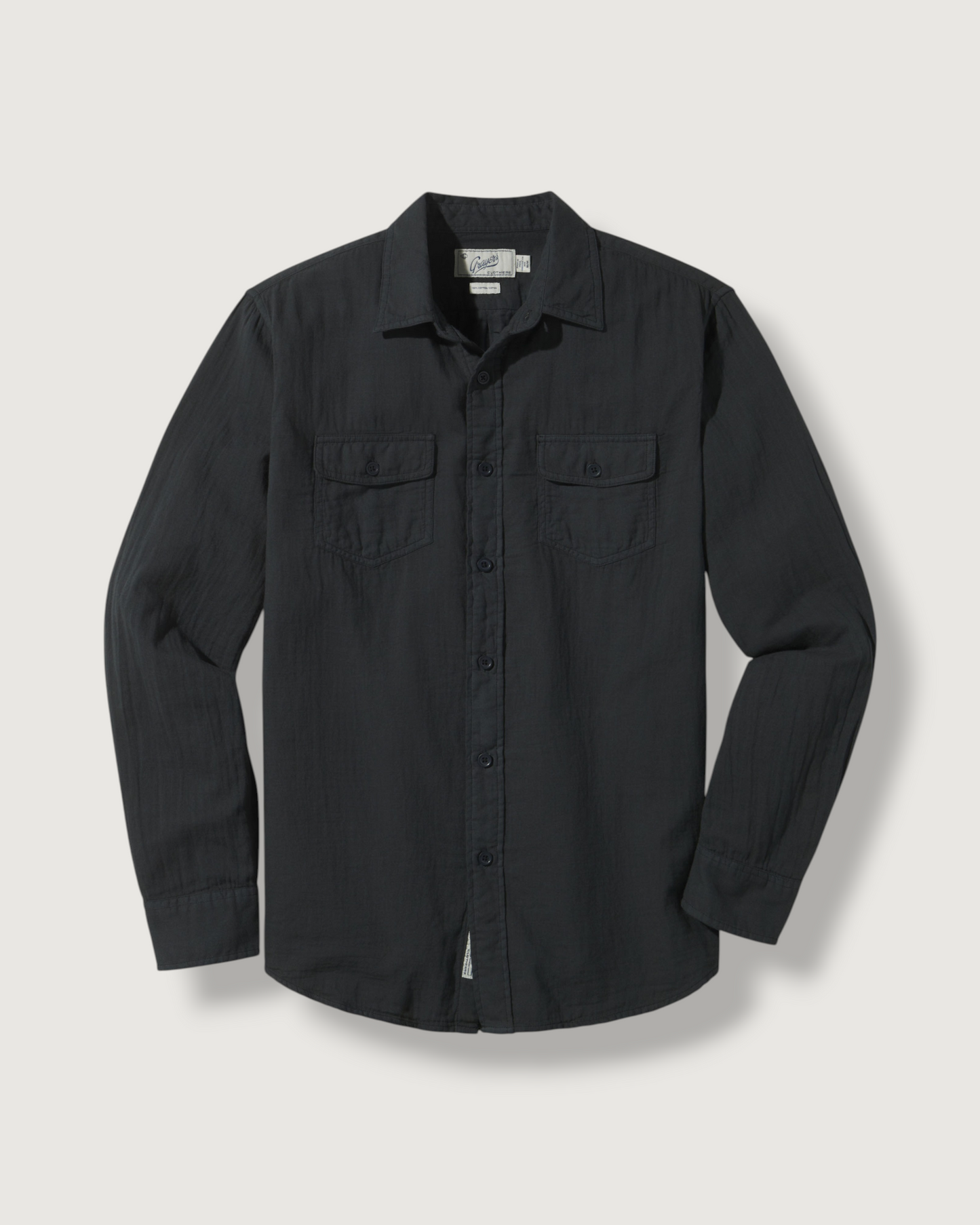 Brando Lightweight Double Cloth Shirt - Washed Black