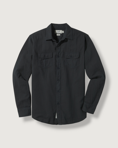 Brando Lightweight Double Cloth Shirt - Washed Black