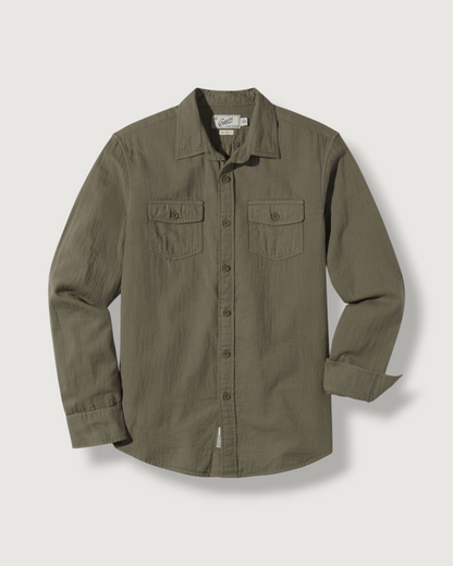 Brando Lightweight Double Cloth Shirt - Military Olive