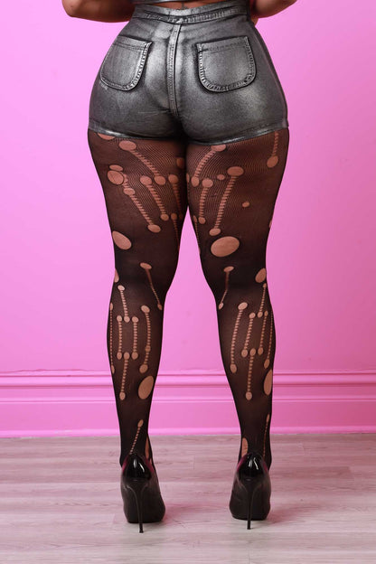Copycat High Rise Foil Shorts - Black/Silver