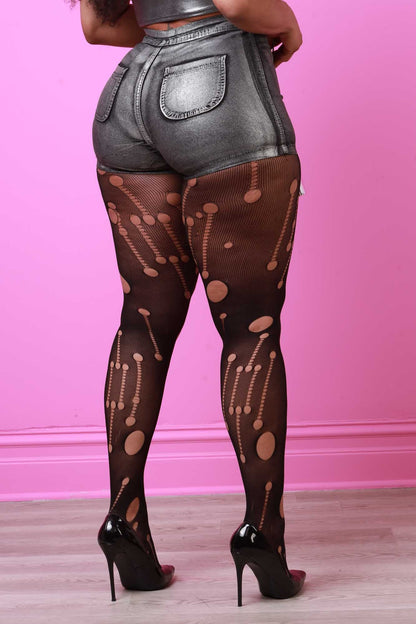 Copycat High Rise Foil Shorts - Black/Silver