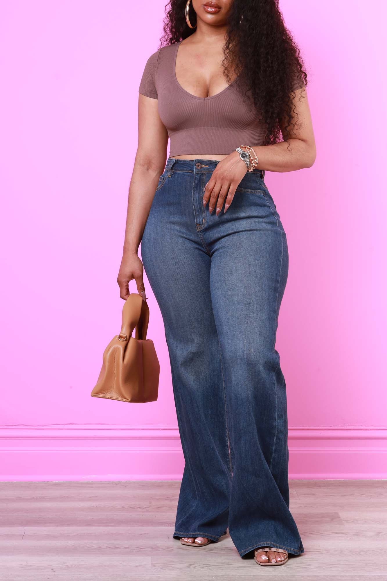 Next Move High Rise Wide Flare Jeans - Dark Wash