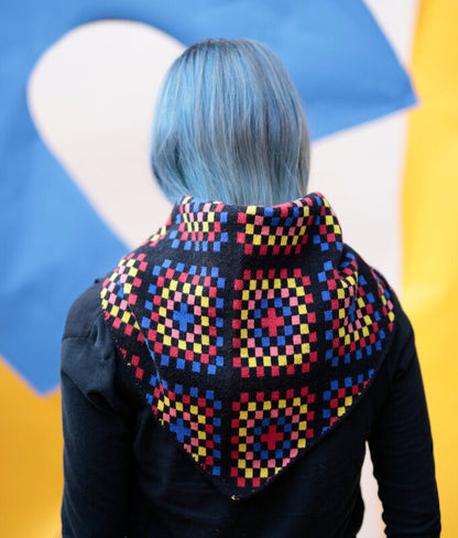 Miss PomPom Granny Squares Wool Triangle Scarf