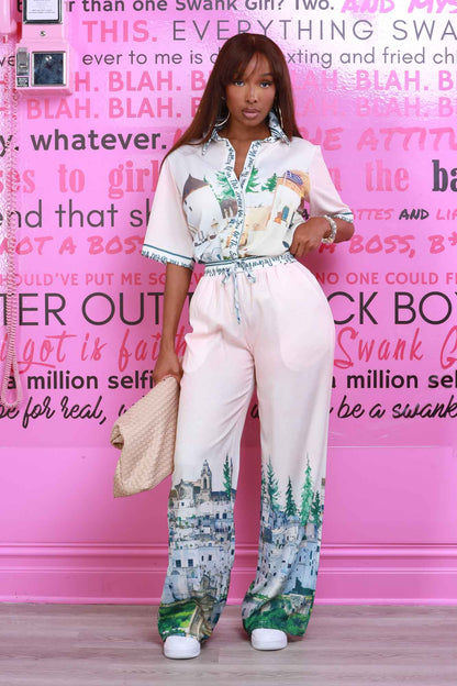 Valley Of The Sun Graphic Print Pants Set - Multicolor