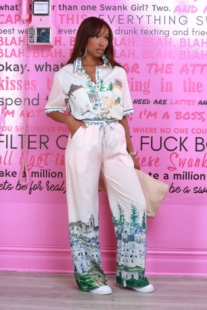 Valley Of The Sun Graphic Print Pants Set - Multicolor
