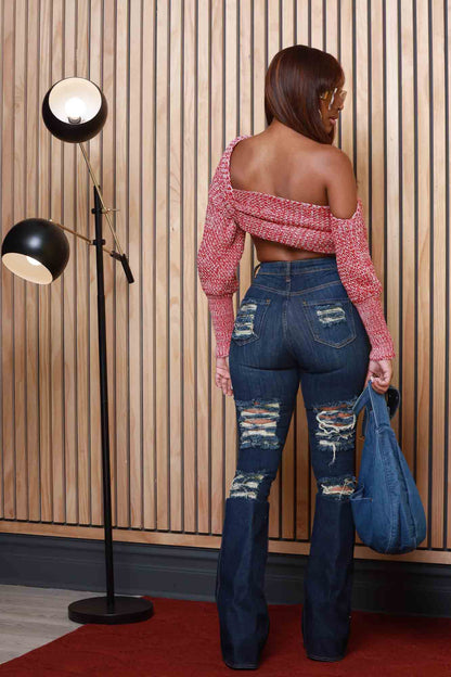 Multi Way Wrap Sweater - Red/Fog