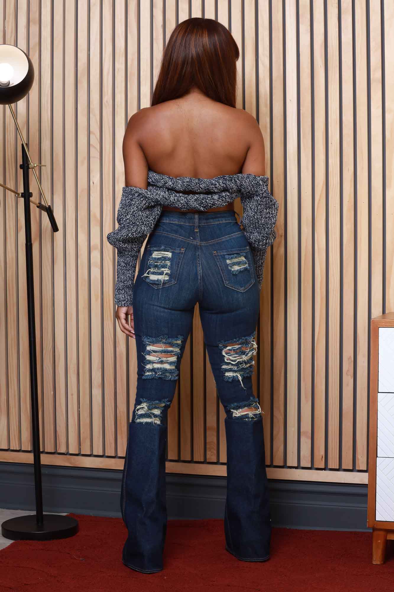 Multi Way Wrap Sweater - Navy/Fog