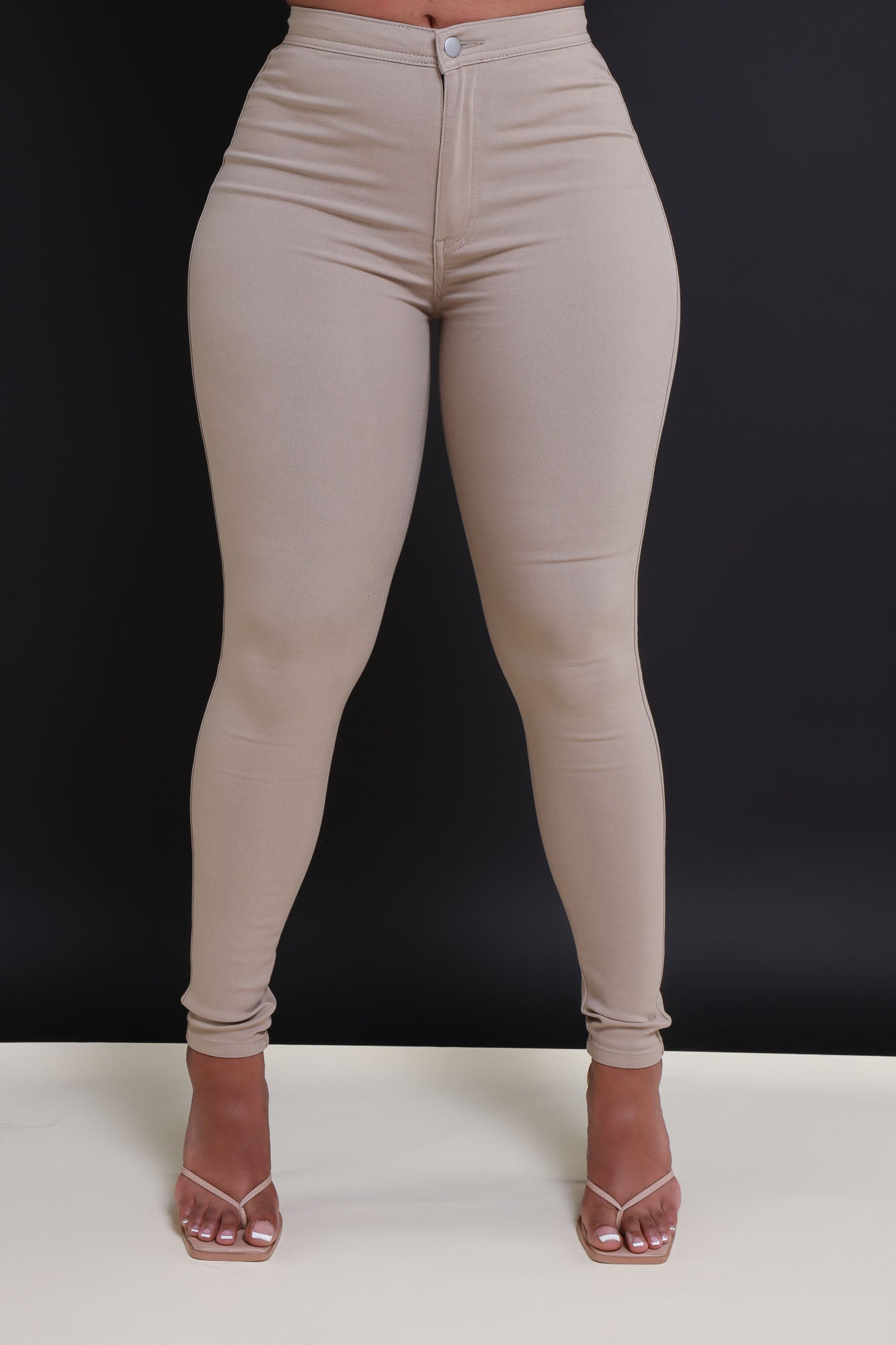 Super Swank High Waist Stretchy Jeans - Khaki Limited Color
