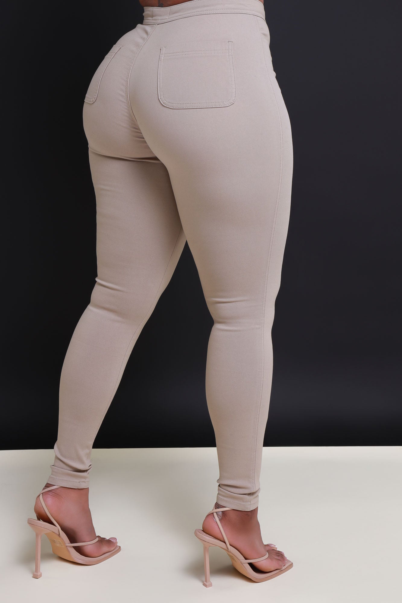 Super Swank High Waist Stretchy Jeans - Khaki Limited Color