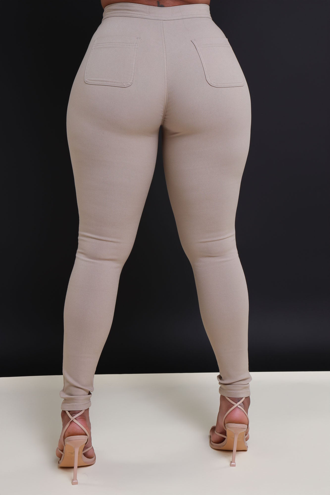 Super Swank High Waist Stretchy Jeans - Khaki Limited Color