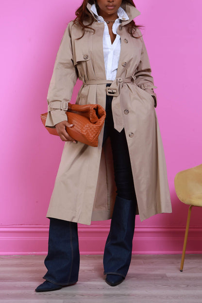 Dare To Try Longline Trench Coat - Taupe