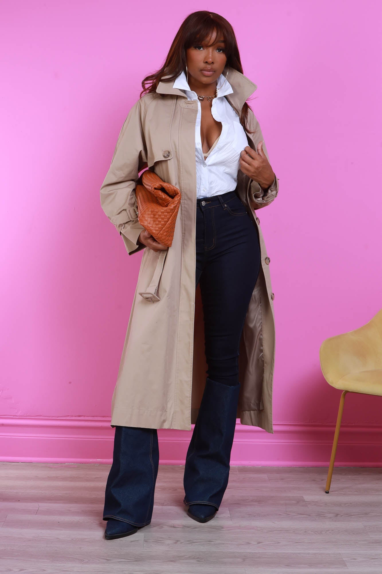 Dare To Try Longline Trench Coat - Taupe