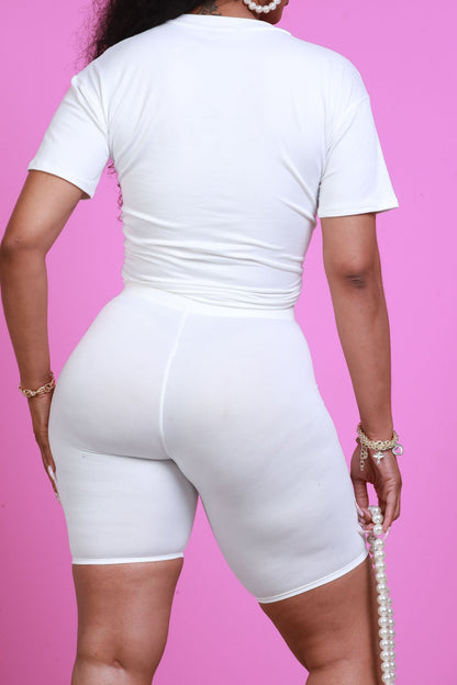 Kim Biker Shorts Set - White