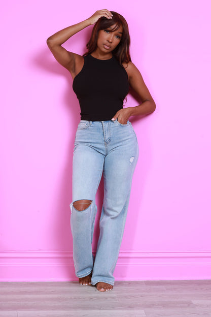 Make It So Ribbed Crewneck Tank Top - Black