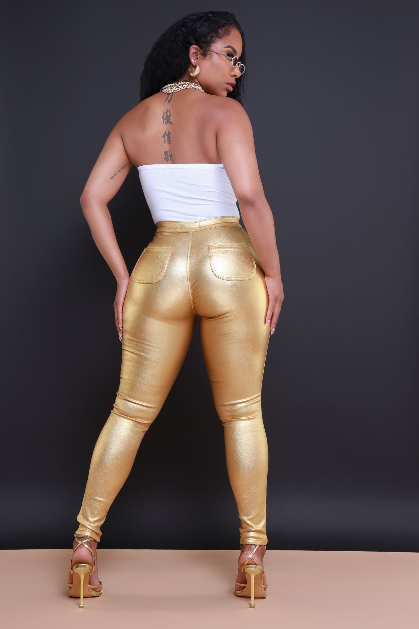 Screenshot High Rise Metallic Skinny Pants - 24k Gold
