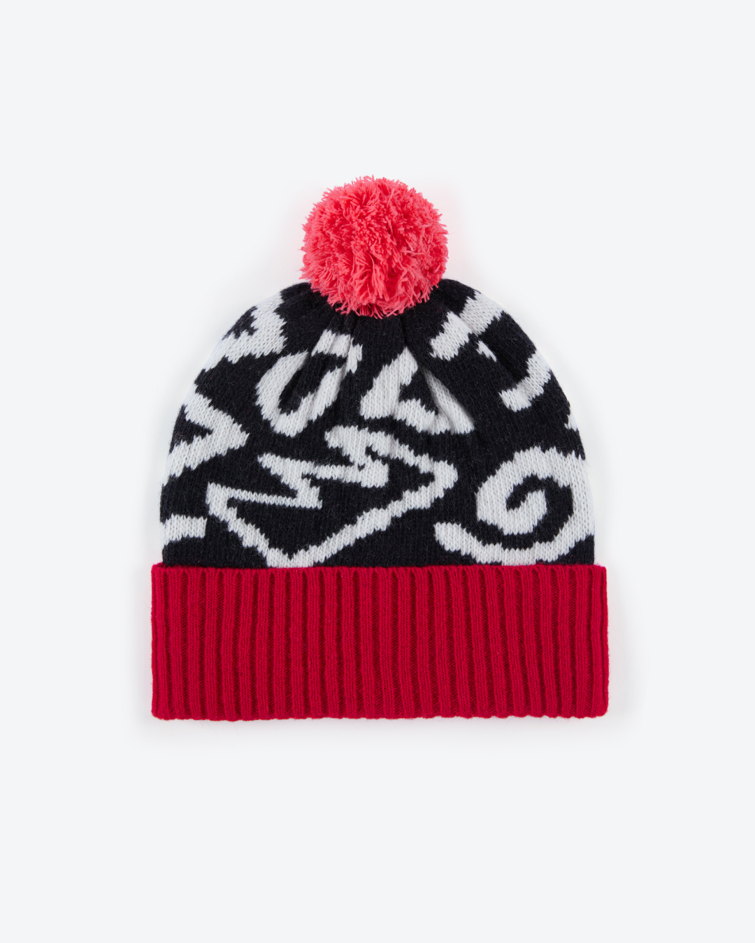 Miss PomPom 90's Doodle Black Wool Bobble Hat