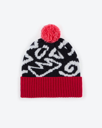 Miss PomPom 90's Doodle Black Wool Bobble Hat