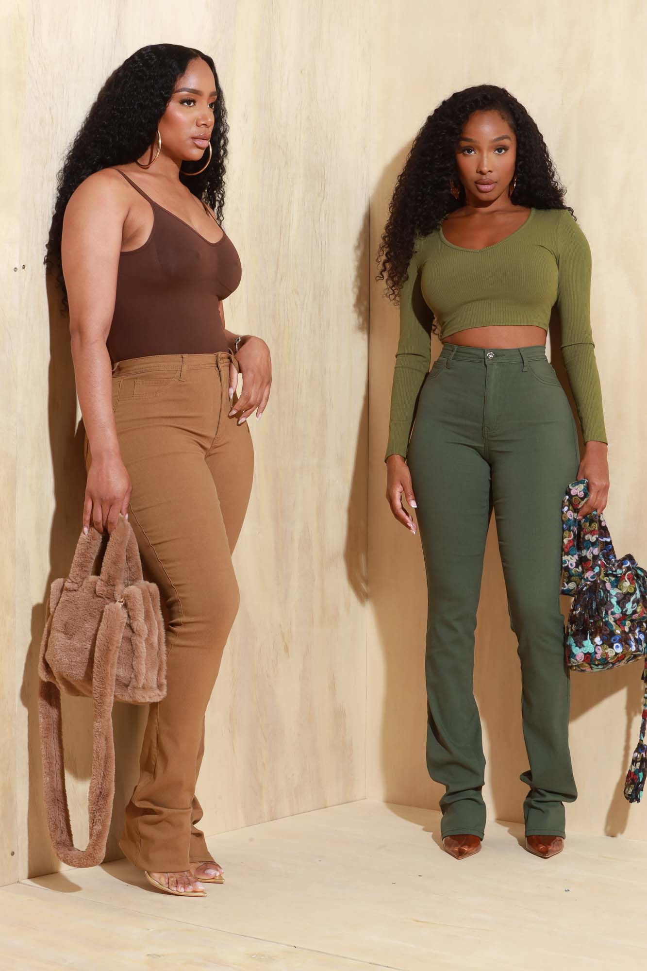 Right Call High Rise Stacked Bootcut Jeans - Olive
