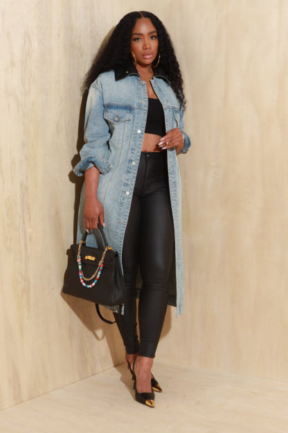 Super Swank High Waist Stretchy Leather Jeans - Black