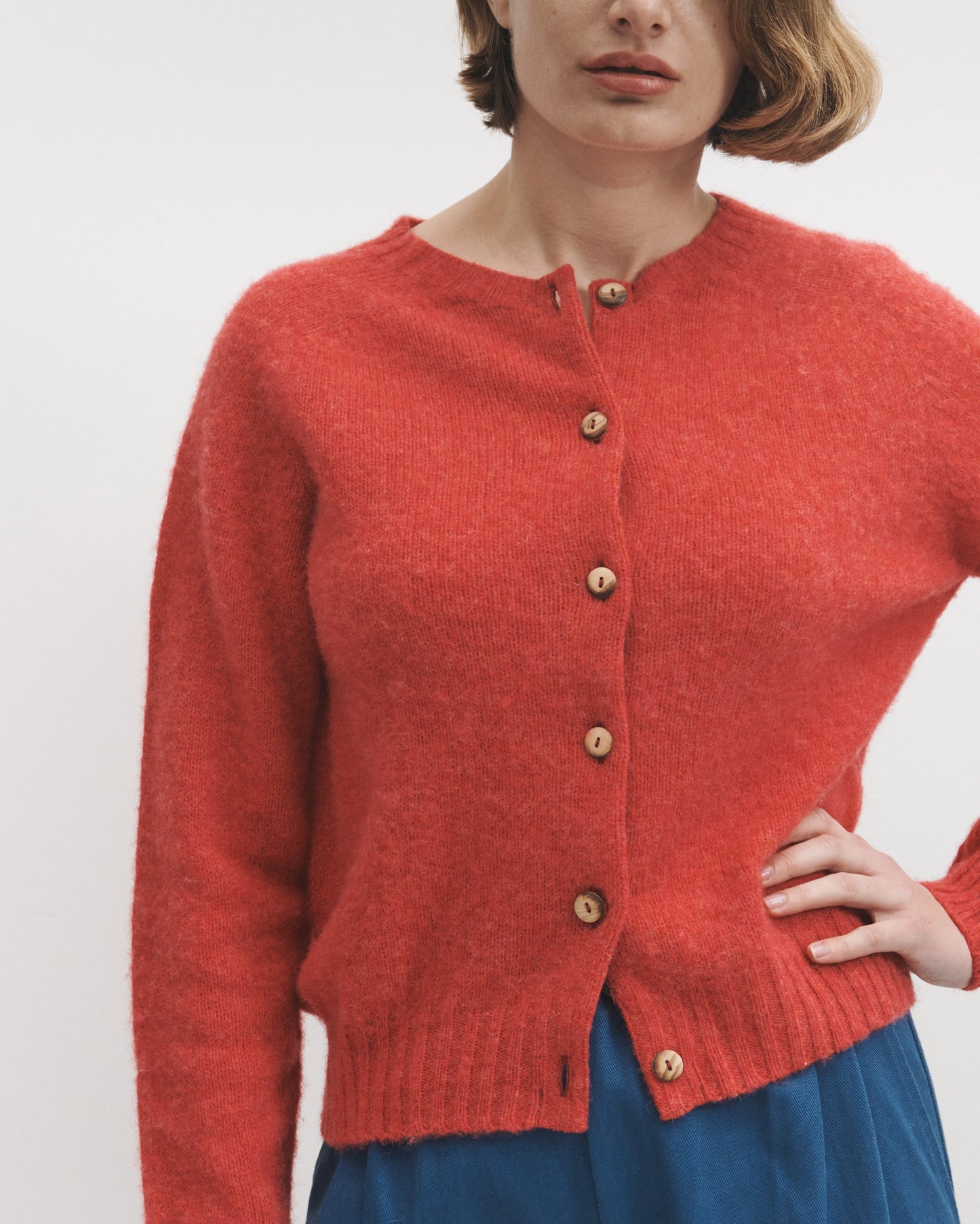 Lowie Raspberry Brushed Boxy Cardigan