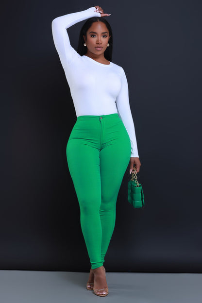 Super Swank High Waist Stretchy Jeans - Kelly Green Limited Color