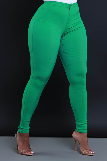 Super Swank High Waist Stretchy Jeans - Kelly Green Limited Color