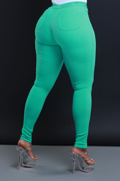 Super Swank High Waist Stretchy Jeans - Mint