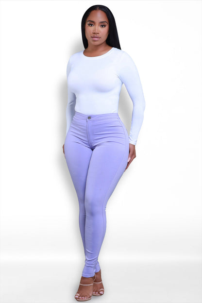 Super Swank High Waist Stretchy Jeans - Lavender